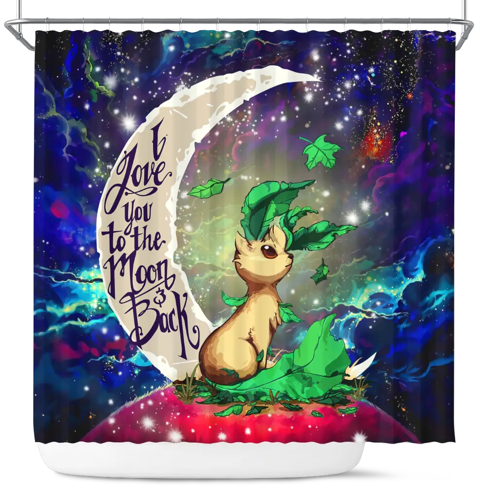 Leafeon Eevee Evolution Love You To The Moon Galaxy Shower Curtain