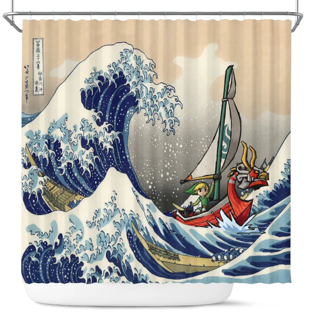 Legend Of Zelda The Great Wave Japan Shower Curtain