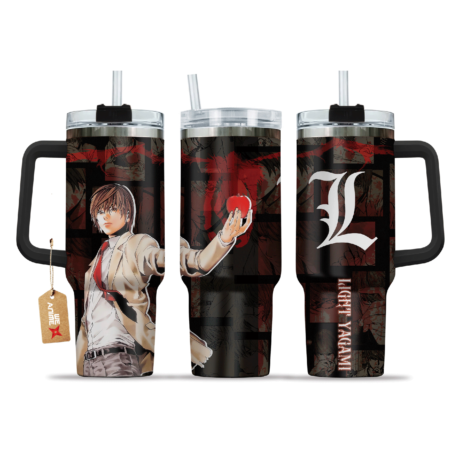 Light Yagami Death Note Anime Custom Stanley Quencher   40oz Stainless Steel Tumbler With Handle HG