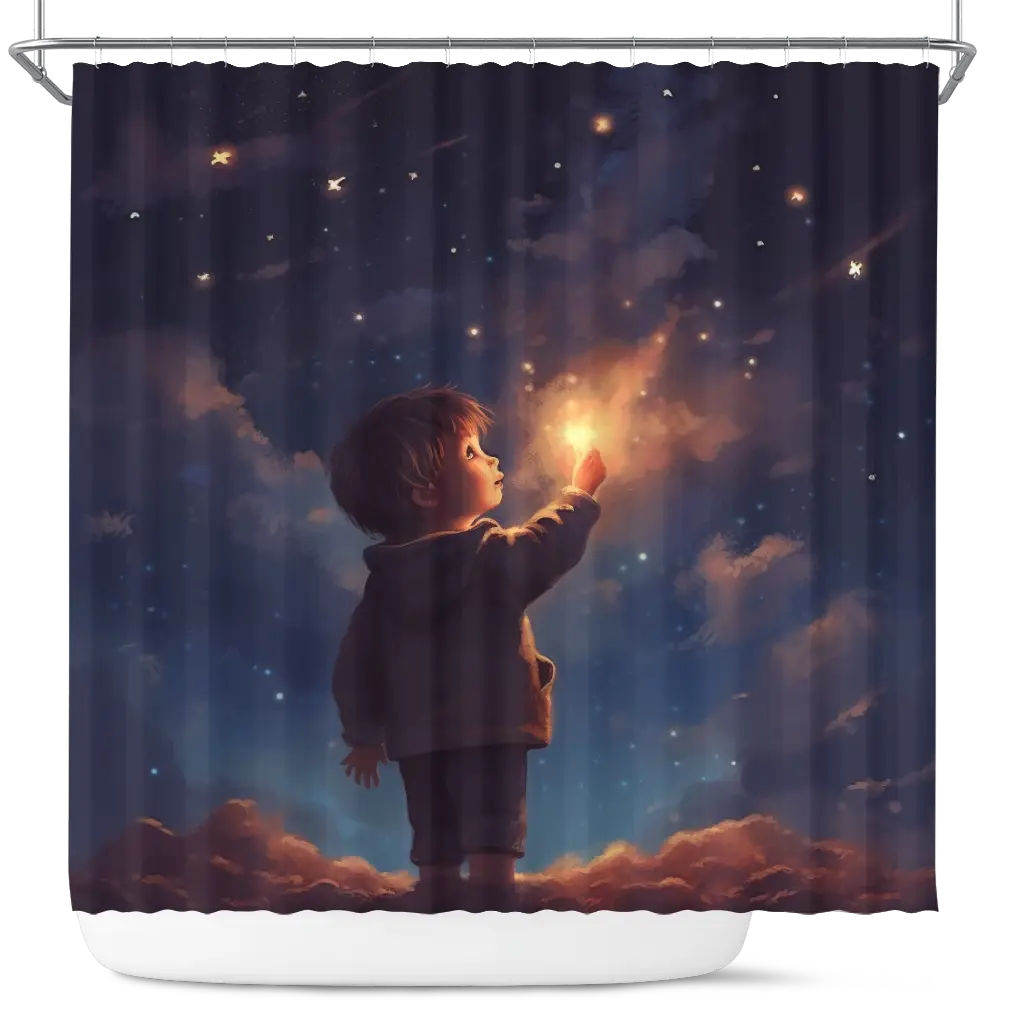 Little Boy With Night Star Shower Curtain