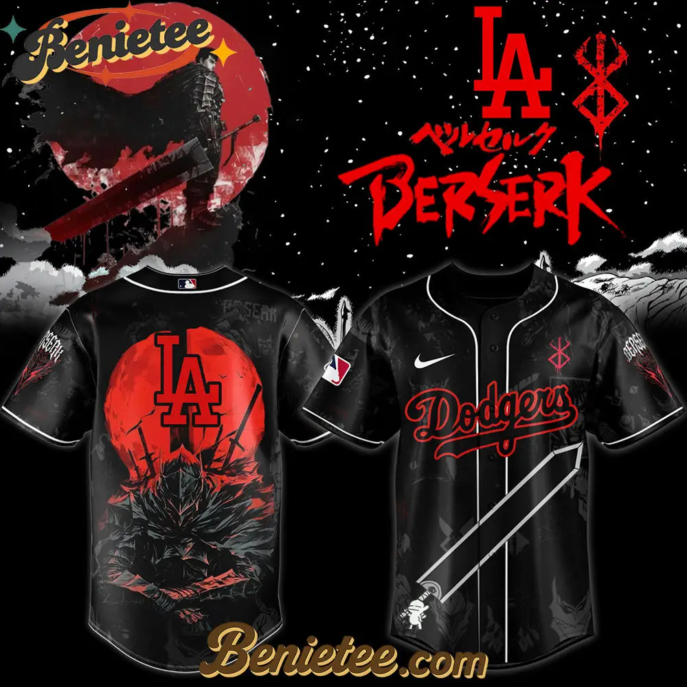 Los Angeles Dodgers x Berserk Limited Edition Baseball Jersey 2025, Custom Anime Trending, Gift For Anime Lovers - Benietee Shop