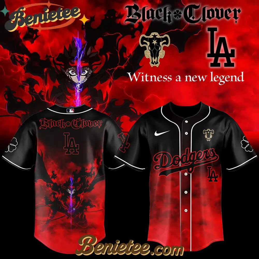 Los Angeles Dodgers x Black Clover Baseball Jersey 1 2025, Custom Anime Trending, Gift For Anime Lovers - Benietee Shop