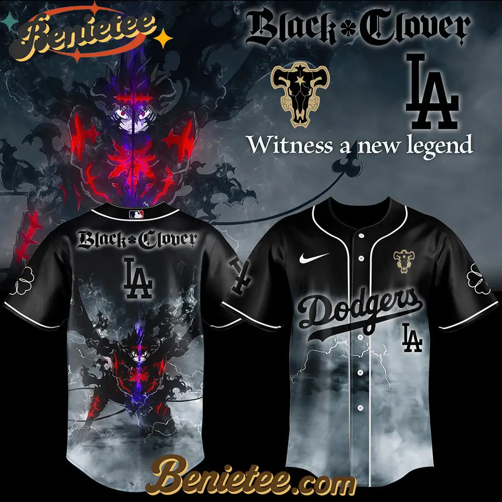 Los Angeles Dodgers x Black Clover Baseball Jersey 2025, Custom Anime Trending, Gift For Anime Lovers - Benietee Shop