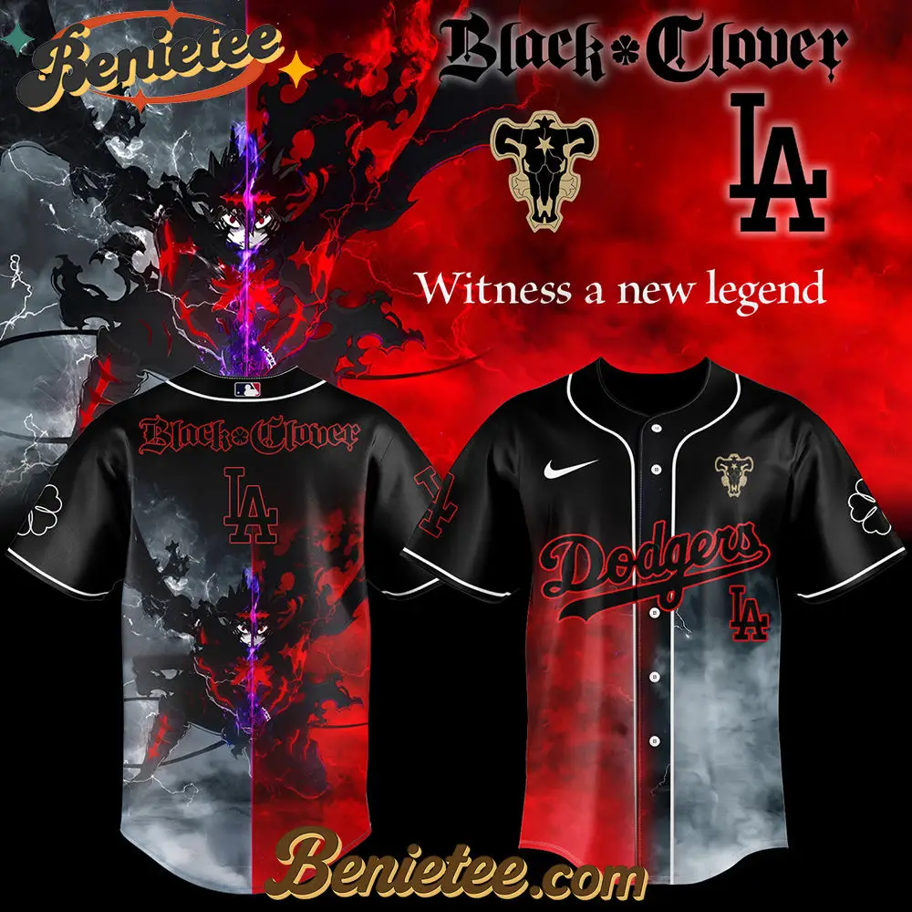 Los Angeles Dodgers x Black Clover Baseball Jersey 3 2025, Custom Anime Trending, Gift For Anime Lovers - Benietee Shop