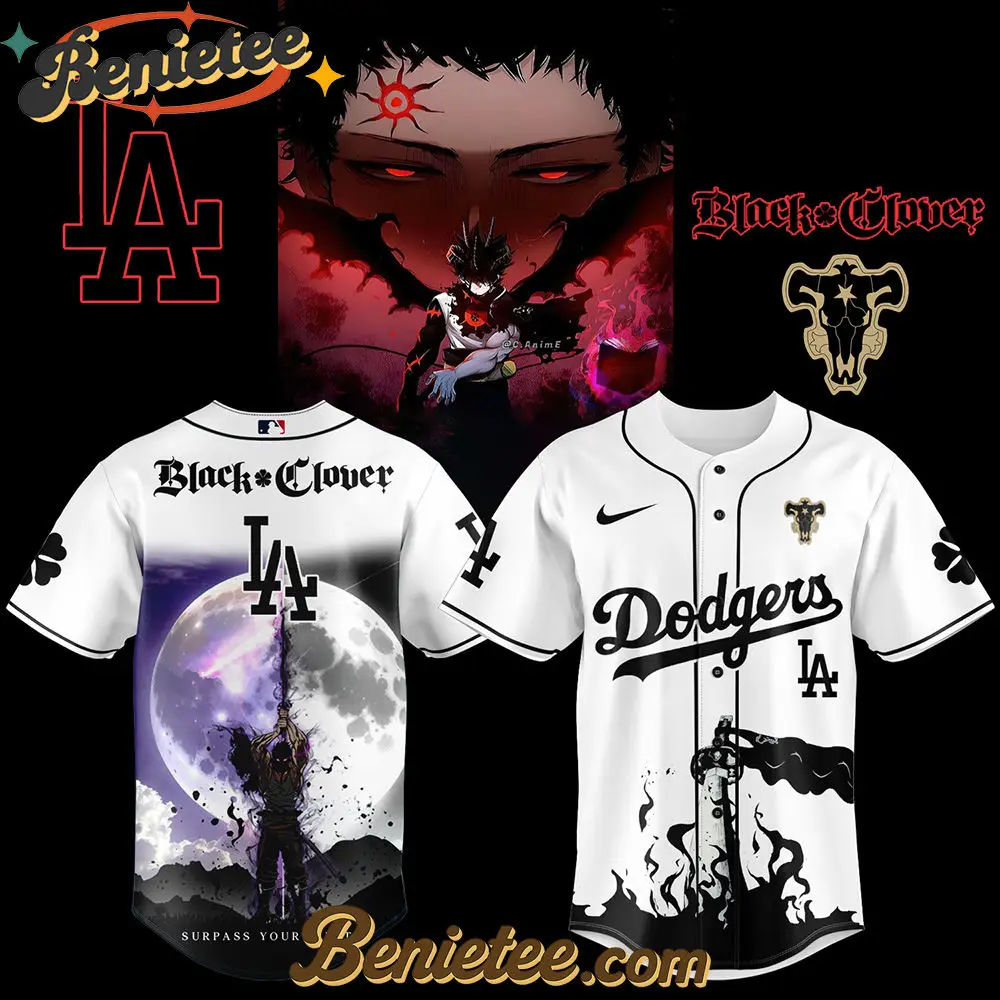 Los Angeles Dodgers x Black Clover Limited Baseball Jersey 2 2025, Custom Anime Trending, Gift For Anime Lovers - Benietee Shop