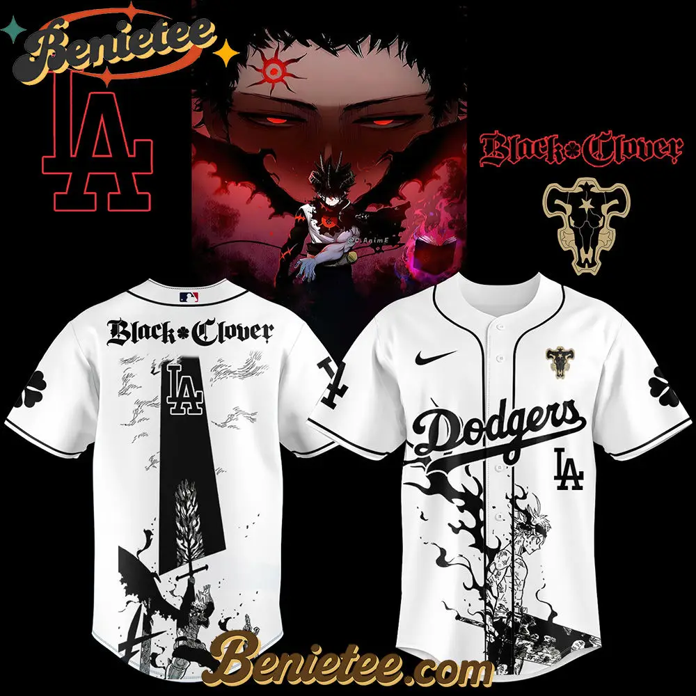 Los Angeles Dodgers x Black Clover Limited Baseball Jersey 2 2025, Custom Anime Trending, Gift For Anime Lovers - Benietee Shop