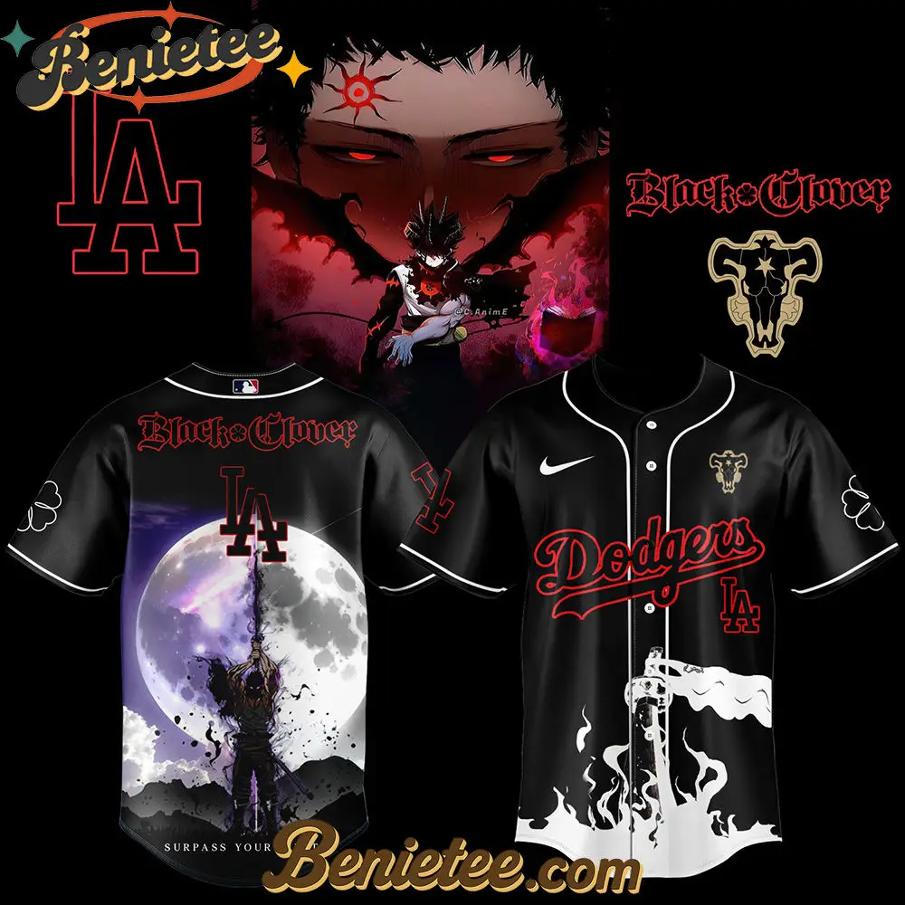 Los Angeles Dodgers x Black Clover Limited Baseball Jersey 2025, Custom Anime Trending, Gift For Anime Lovers - Benietee Shop