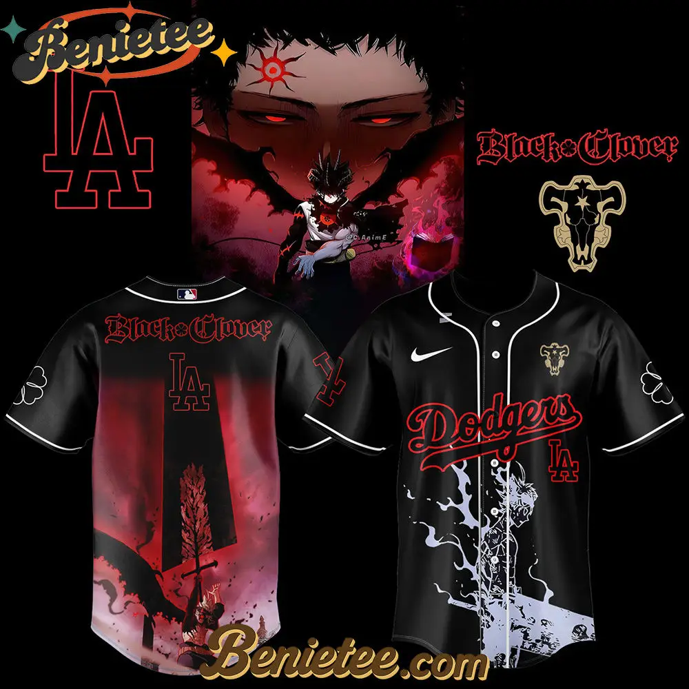 Los Angeles Dodgers x Black Clover Limited Baseball Jersey 2025, Custom Anime Trending, Gift For Anime Lovers - Benietee Shop