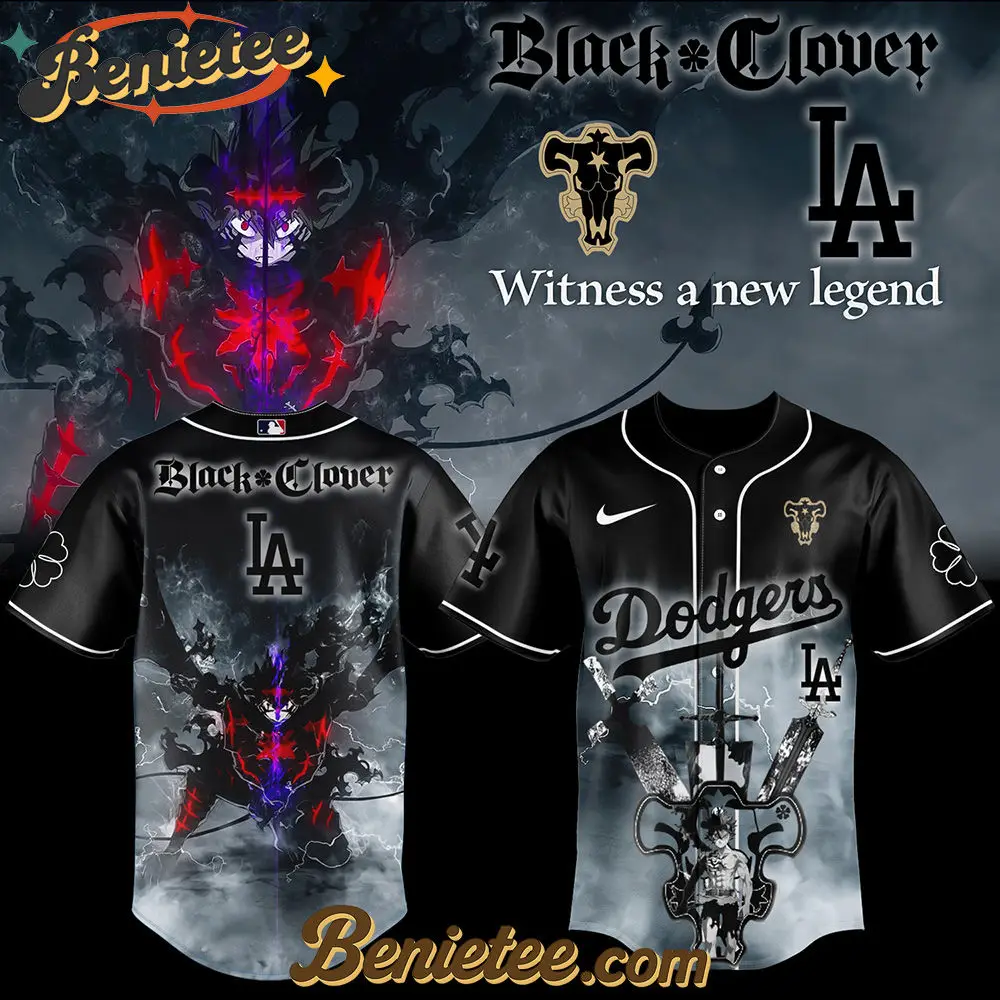 Los Angeles Dodgers x Black Clover Limited Baseball Jersey 2025, Custom Anime Trending, Gift For Anime Lovers - Benietee Shop