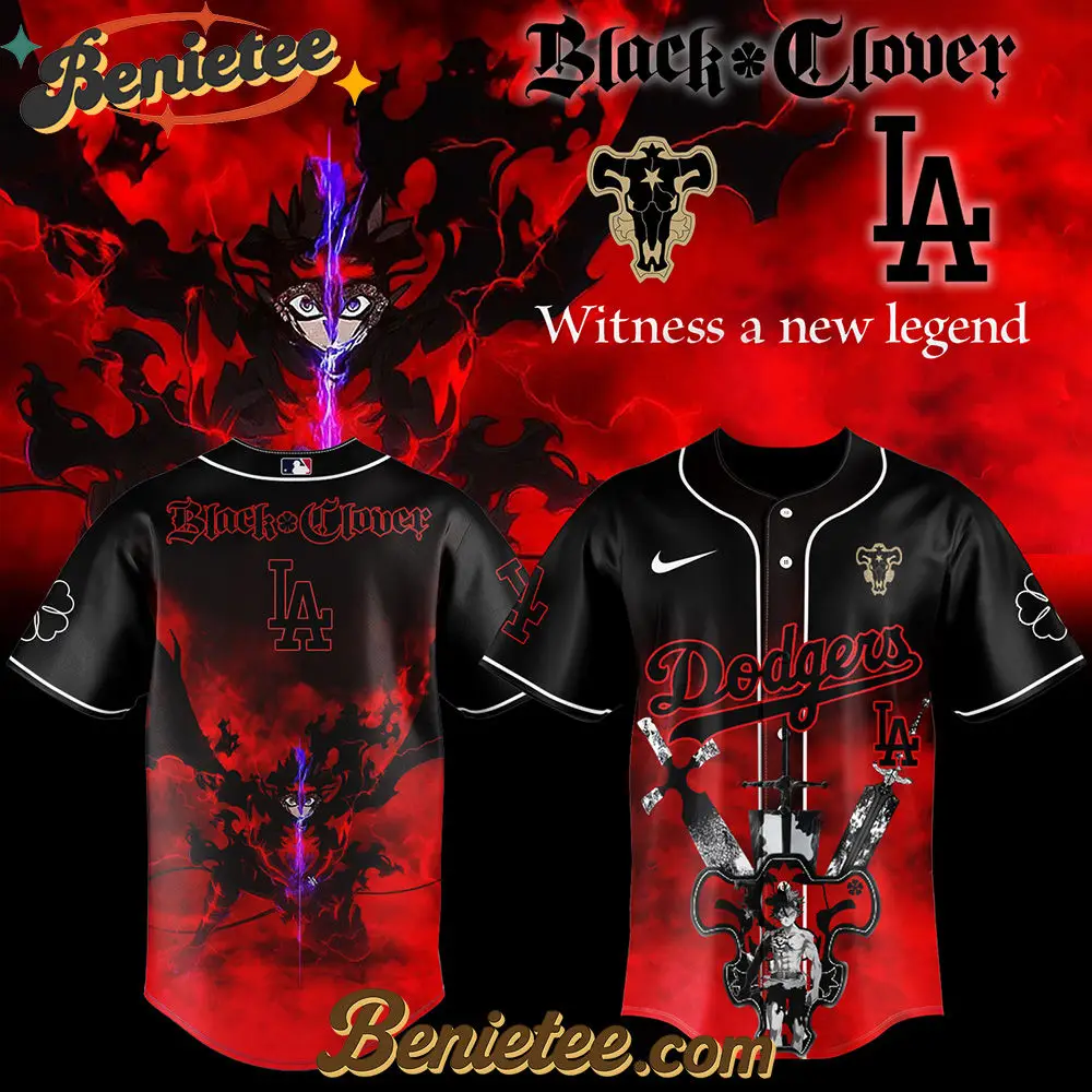Los Angeles Dodgers x Black Clover Limited Baseball Jersey 2025, Custom Anime Trending, Gift For Anime Lovers - Benietee Shop