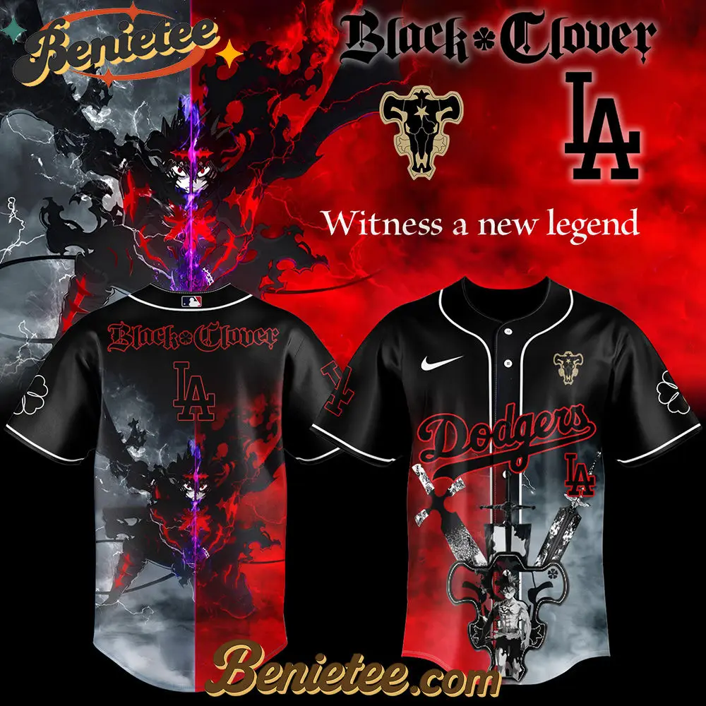 Los Angeles Dodgers x Black Clover Limited Baseball Jersey 2025, Custom Anime Trending, Gift For Anime Lovers - Benietee Shop