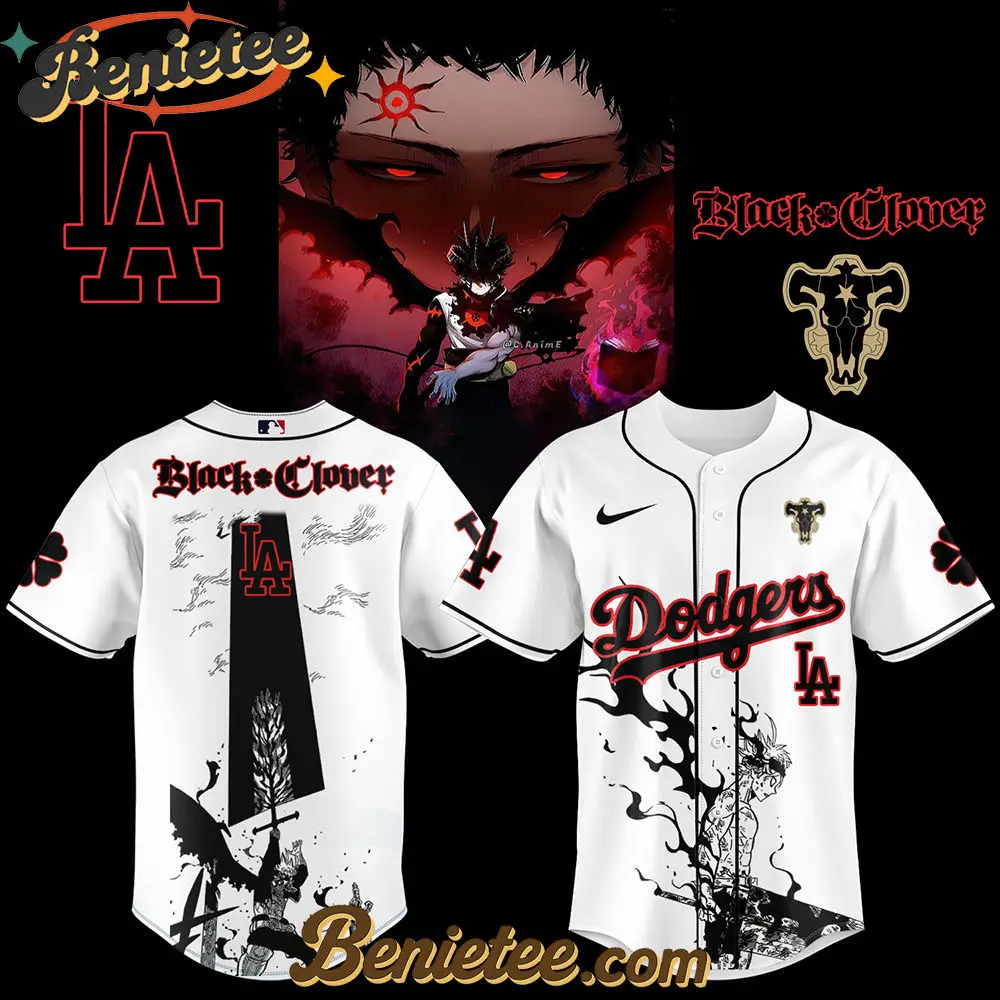 Los Angeles Dodgers x Black Clover Limited Baseball Jersey 3 2025, Custom Anime Trending, Gift For Anime Lovers - Benietee Shop