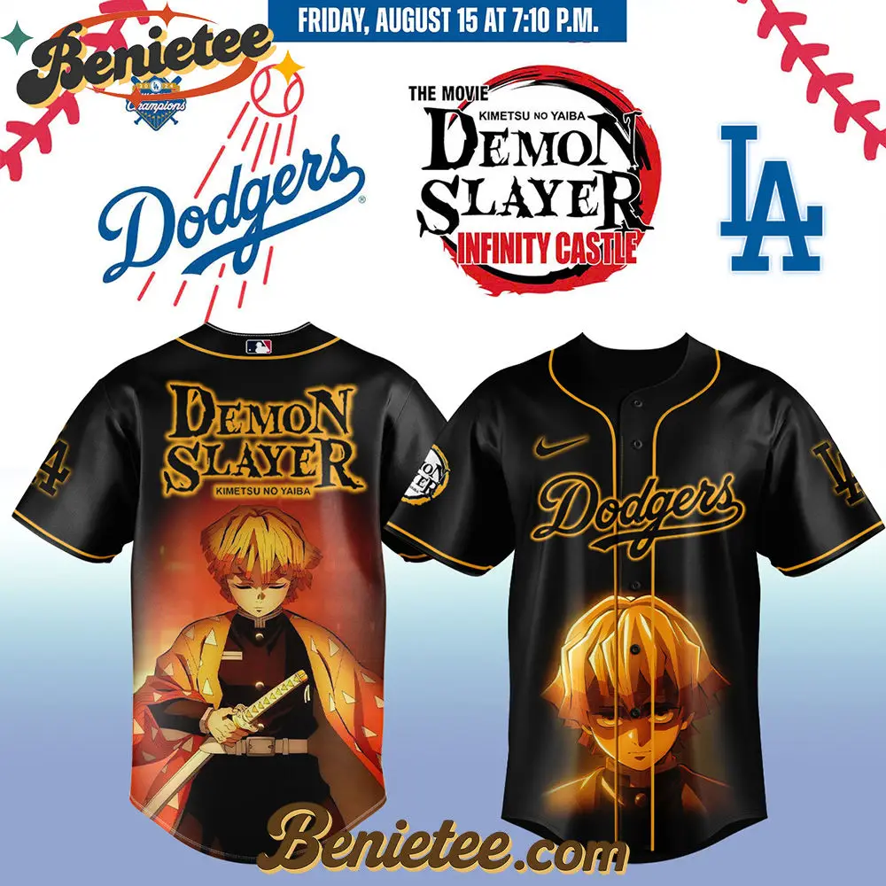 Los Angeles Dodgers x Demon Slayer Baseball Jersey 2025, Custom Anime Trending, Gift For Anime Lovers - Benietee Shop
