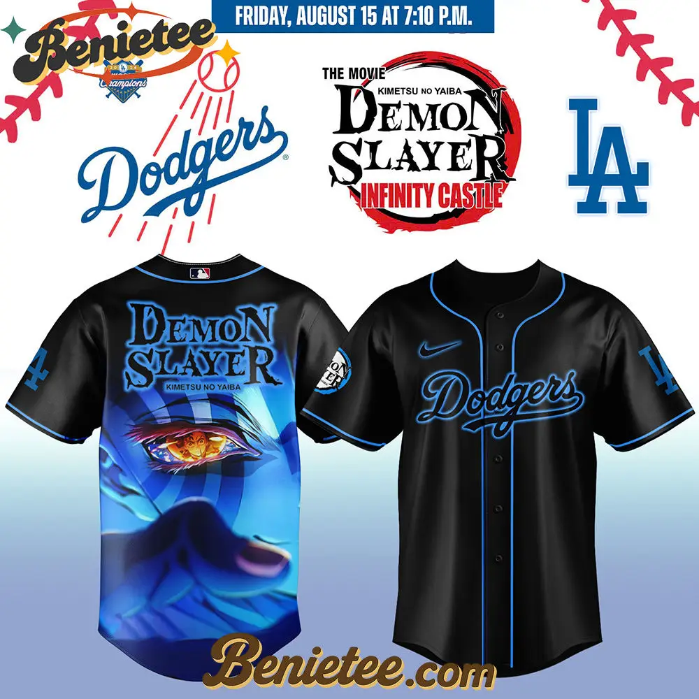 Los Angeles Dodgers x Demon Slayer Baseball Jersey 2025 v3, Custom Anime Trending, Gift For Anime Lovers - Benietee Shop