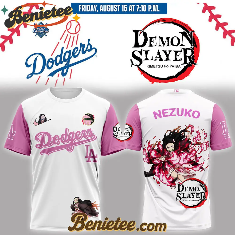 Los Angeles Dodgers x Demon Slayer Kamado Nezuko Baseball Jersey 2025, Custom Anime Trending, Gift For Anime Lovers - Benietee Shop