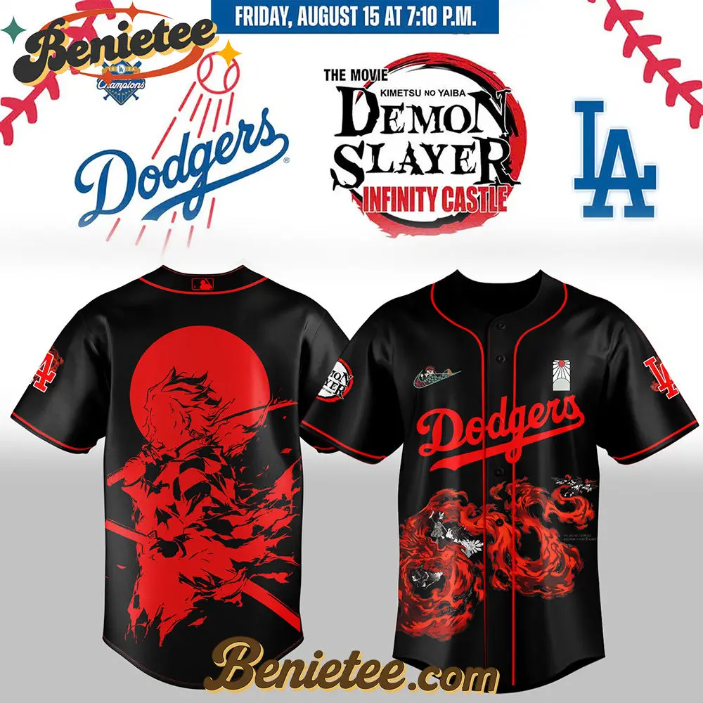 Los Angeles Dodgers x Demon Slayer Tanjiro Baseball Jersey 2025, Custom Anime Trending, Gift For Anime Lovers - Benietee Shop