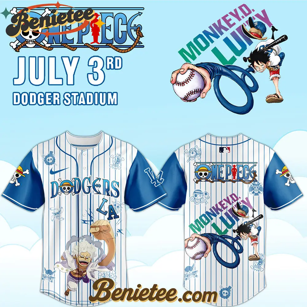 Los Angeles Dodgers x ONE PIECE Night Limited Baseball Jersey 2025, Custom Anime Trending, Gift For Anime Lovers - Benietee Shop