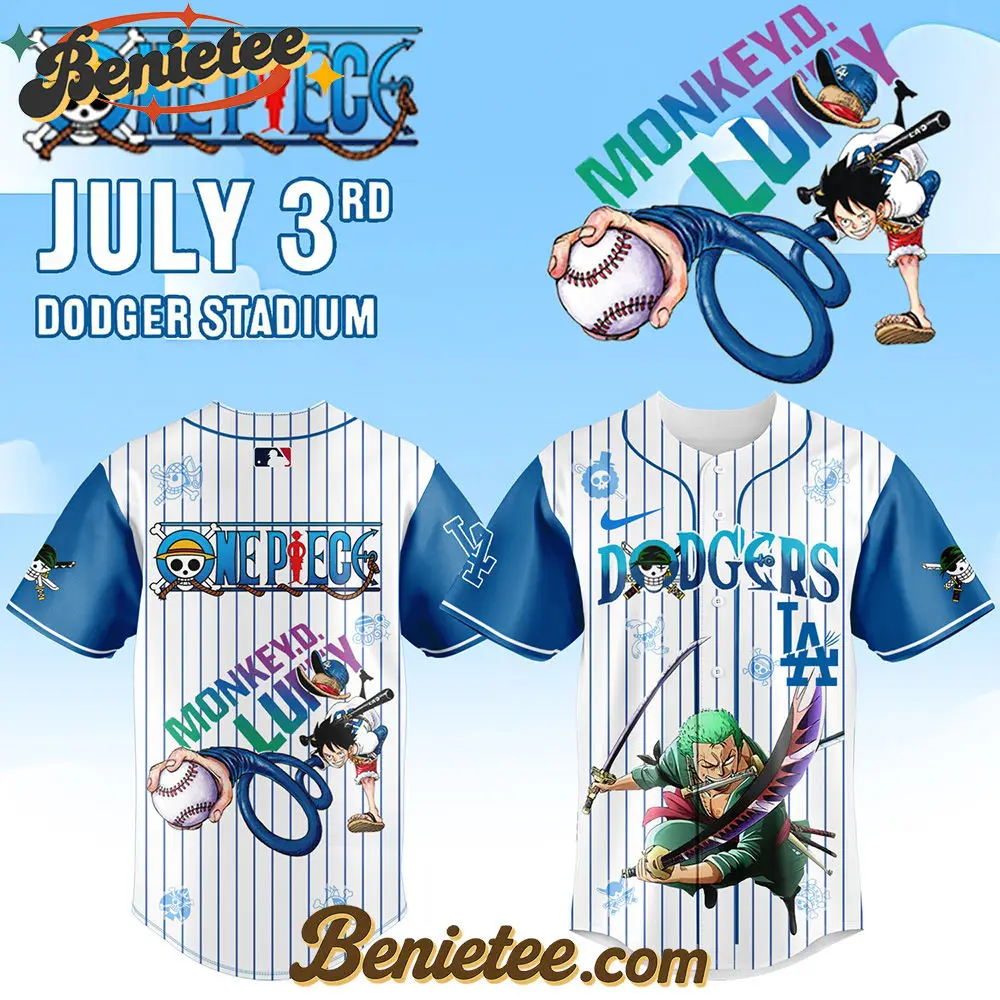 Los Angeles Dodgers x ONE PIECE Night Limited Zoro Baseball Jersey 2025, Custom Anime Trending, Gift For Anime Lovers - Benietee Shop