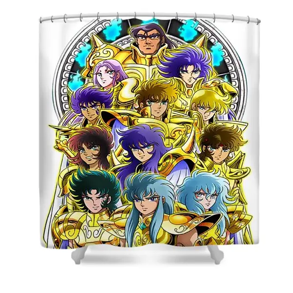 Love Saint Seiya Characters Shower Curtain | Anime Shower Curtains