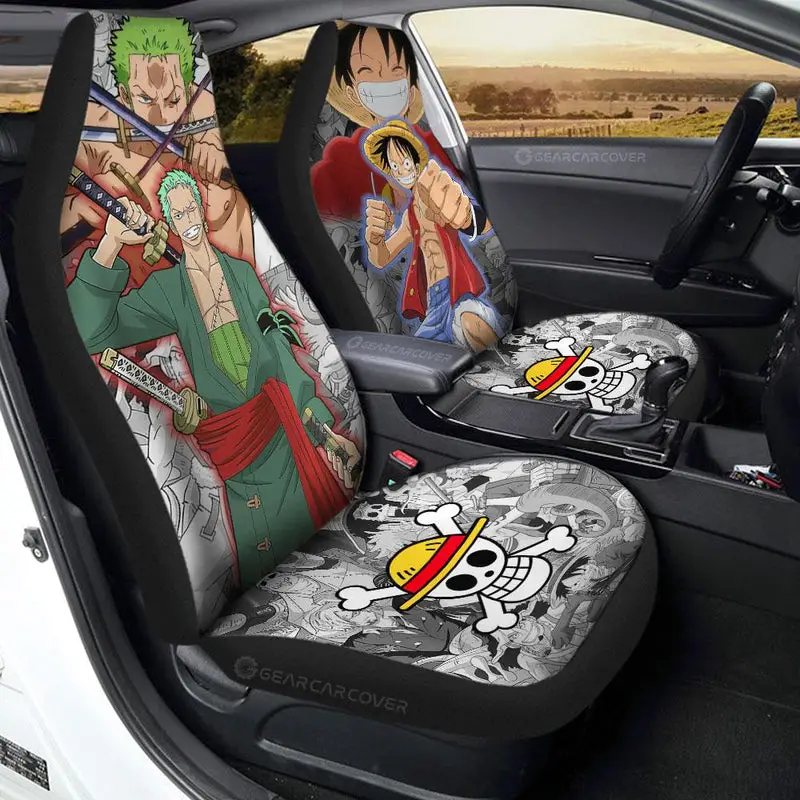 Luffy And Zoro Car Seat Covers Custom One Piece Anime Car Accessories 