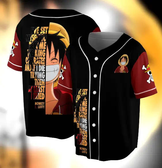 Luffy One Piece Baseball Jersey, Anime Jersey - Benietee Shop