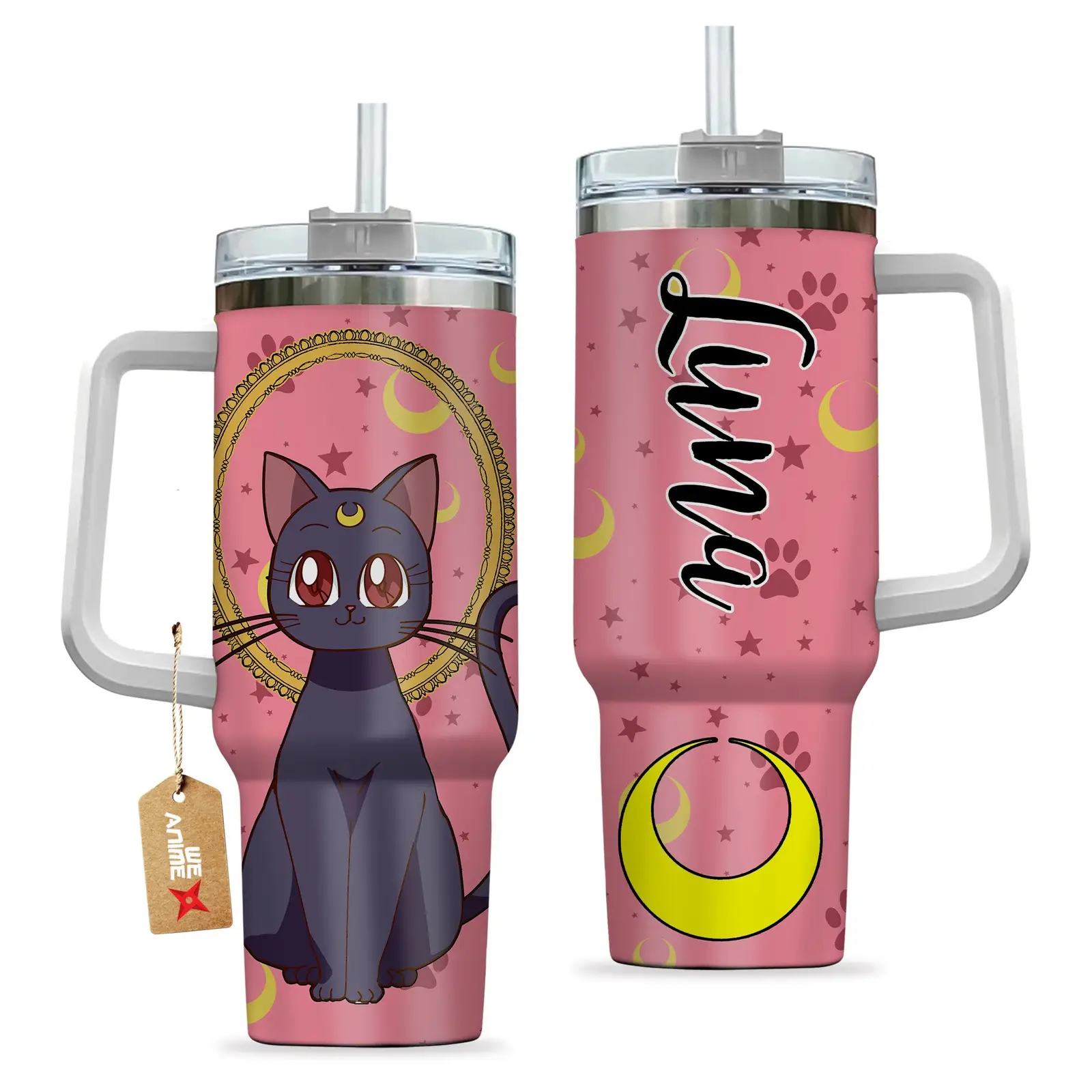 Luna Sailor Moon Anime Custom  Quencher   40oz Stainless Steel Tumbler With Handle HG