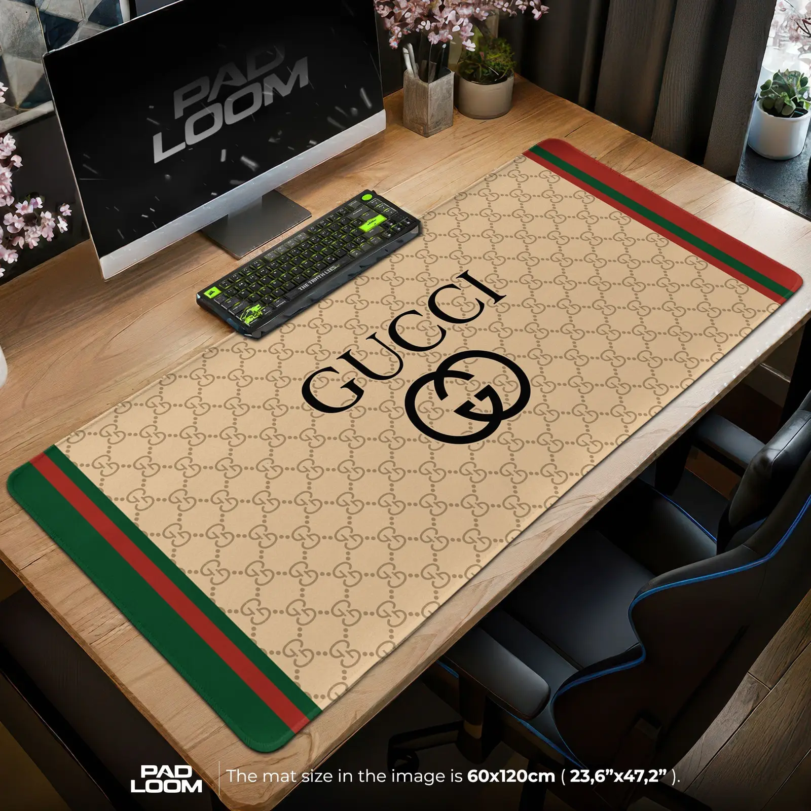 Luxury GG Mouse Pad - Classic Beige Designer Gaming Desk Mat