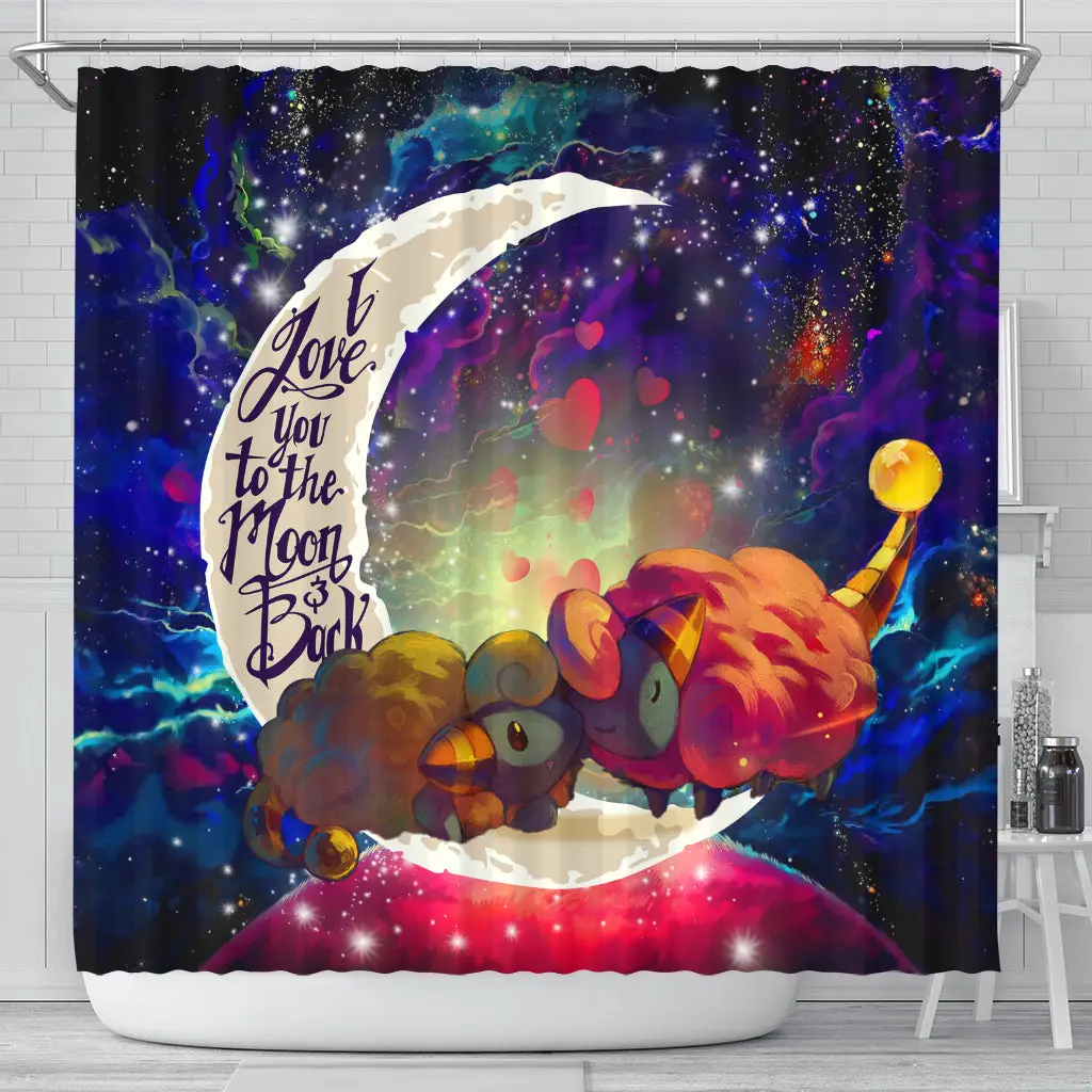 Mareep Love You To The Moon Galaxy Shower Curtain