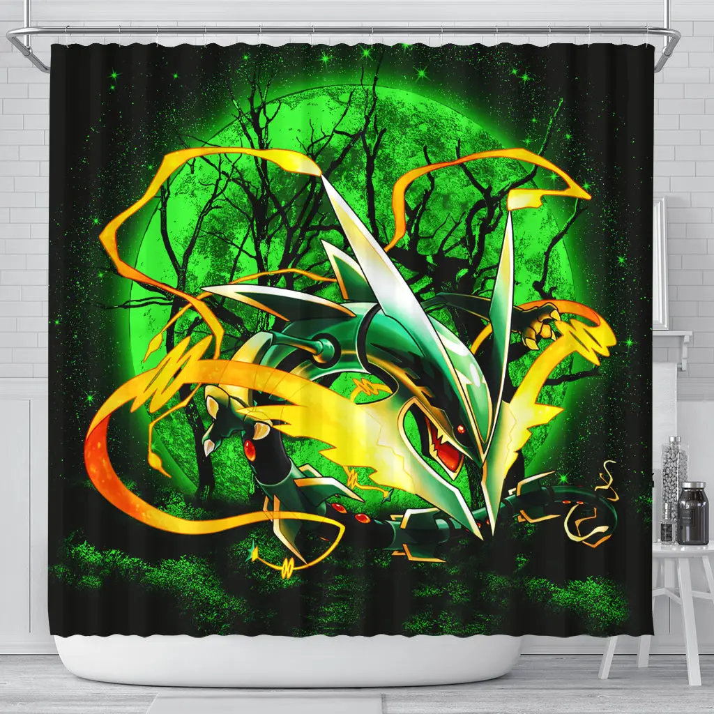 Mega X Rayquaza Moonlight Shower Curtain