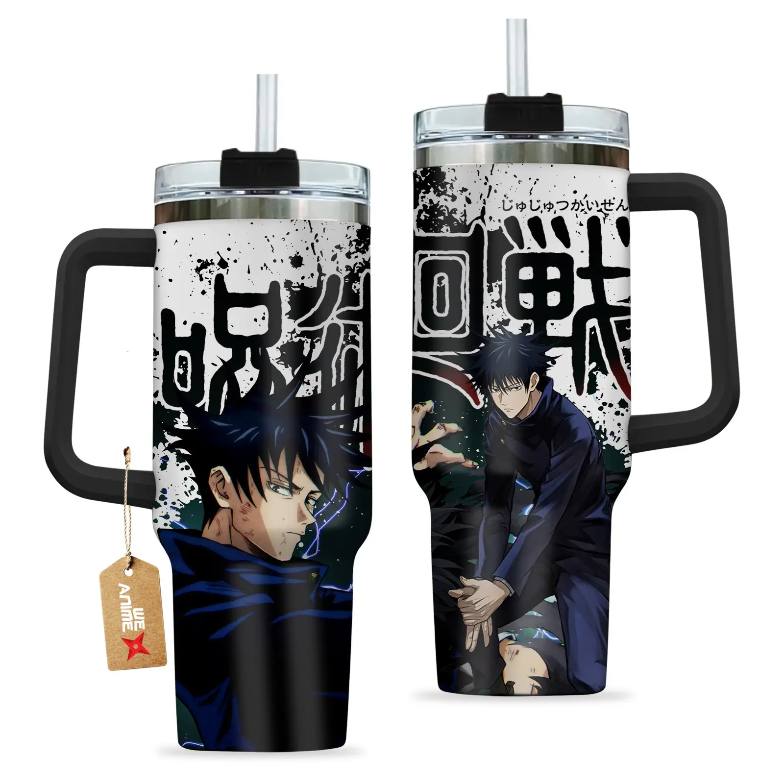 Megumi Fushiguro Jujutsu Kaisen Anime Custom  Quencher   40oz Stainless Steel Tumbler With Handle HG
