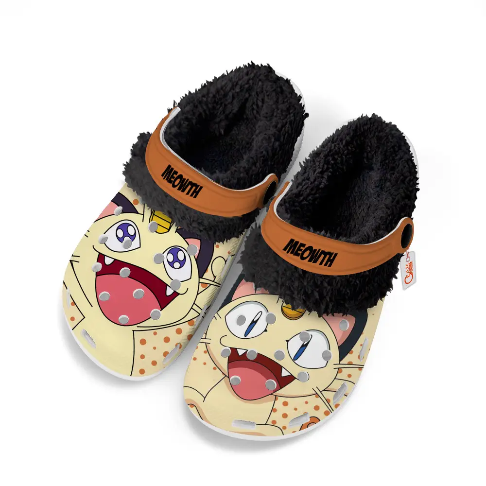 Meowth Edition Fleece-Lined Clogs Personalized Name