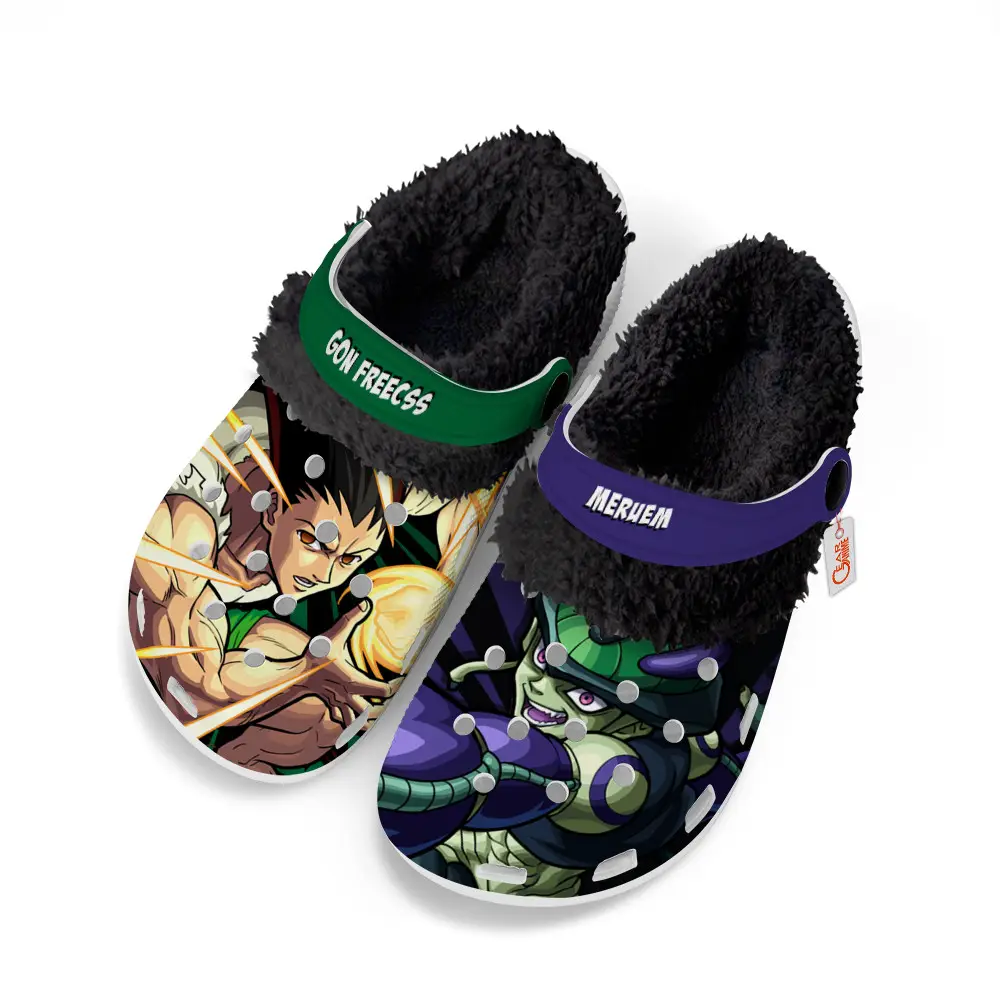 Meruem x Gon Freecss Fleece-Lined Clogs Custom Name