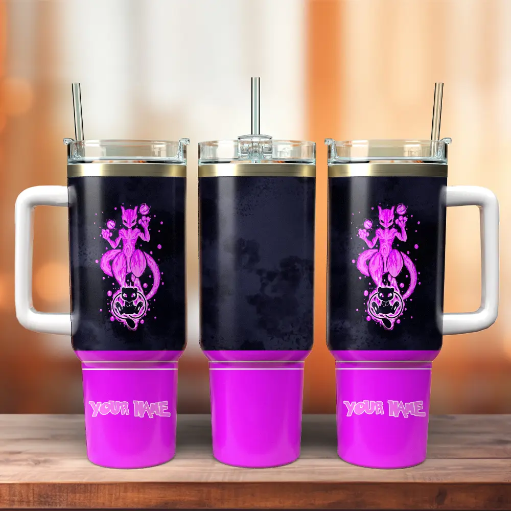 Mewtwo Pokemon Anime Christmas Custom  Quencher  40oz Stainless Steel  Tumbler HG