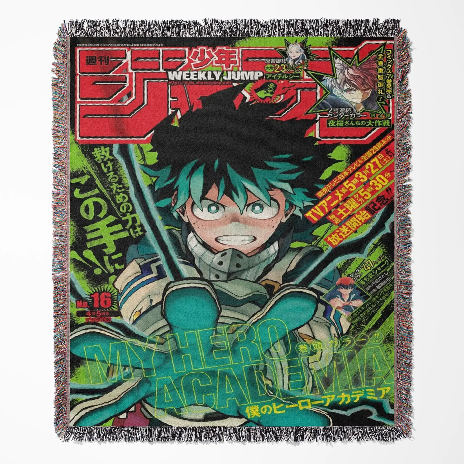 MHA Manga Cover Anime Woven Tapestry Throw Blanket – Iconic Throw, Room & Home Decor, Perfect Gift