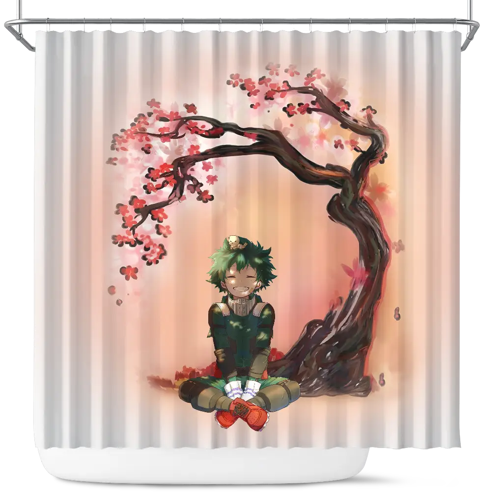 Midoriya Izuku My Hero Academia Anime Cherry Blossom Japan Shower Curtain