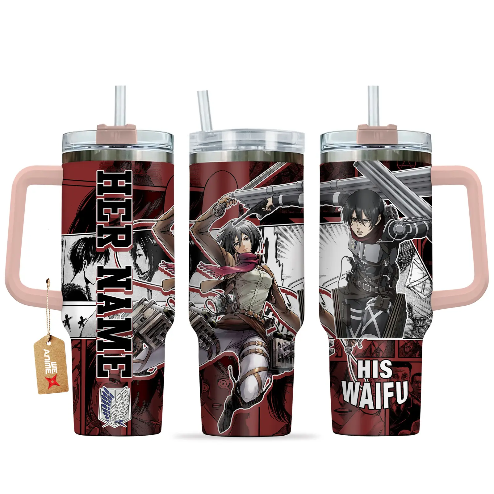 Mikasa Ackerman - 40oz Travel Tumbler Name - Senpai Waifu Collection