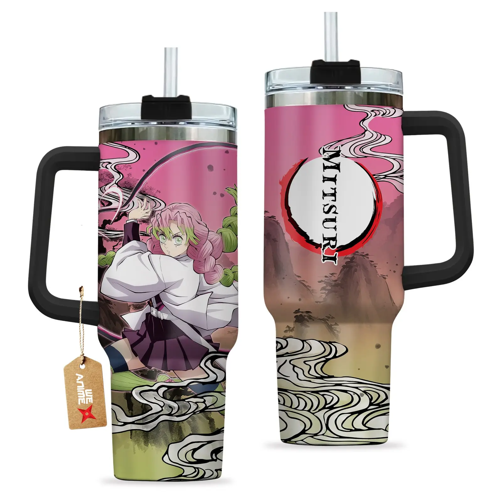 Mitsuri Kanroji Kimestu no Yaiba Demon Slayer  Anime Custom Quencher  40oz Stainless Steel Tumbler With Handle HG