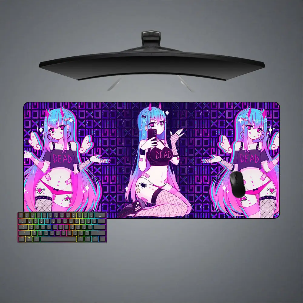 Moneko Anime Girl DesignAnime Keyboard Mat Gaming Mouse Pad, Computer Desk Mat