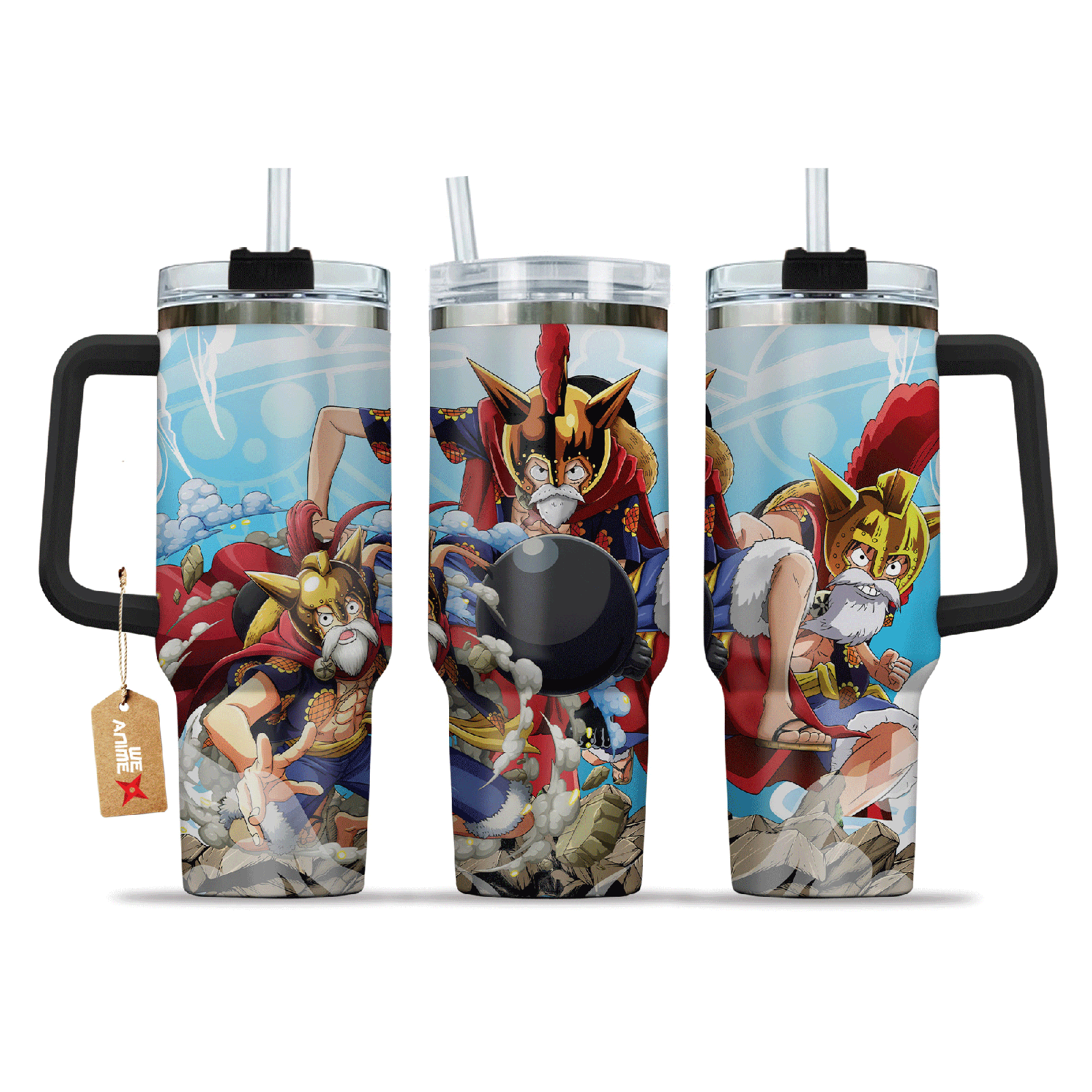 Monkey D. Luffy Dressrosa Arc One Piece Anime Custom  Quencher   40oz Stainless Steel Tumbler With Handle HG