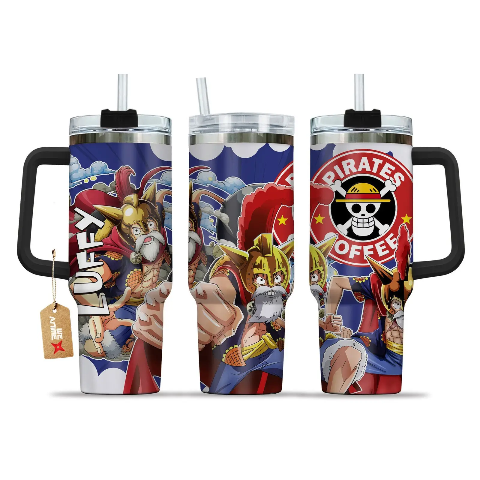 Monkey D. Luffy Dressrosa Arc One Piece Anime  Custom Quencher  40oz Stainless Steel Tumbler With Handle HG