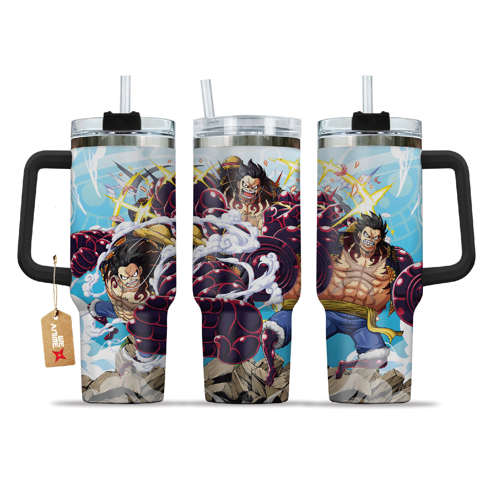 Monkey D. Luffy Gear 4 One Piece Anime Custom  40oz Quencher Stainless Steel Tumbler With Handle, Best Gift Idea NVA, Best Gift Idea NVA