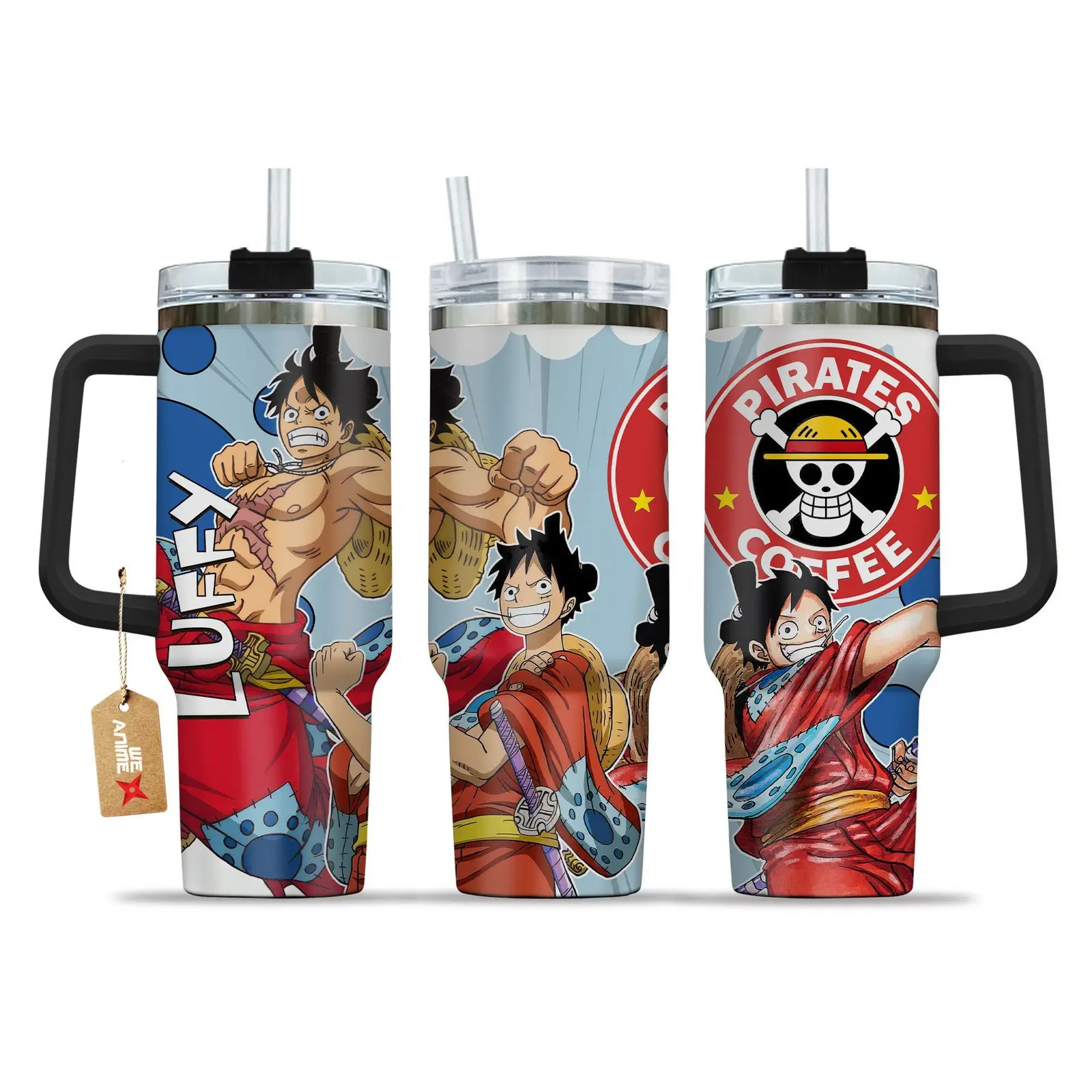 Monkey D. Luffy Wano Arc One Piece Anime  Custom Quencher  40oz Stainless Steel Tumbler With Handle HG
