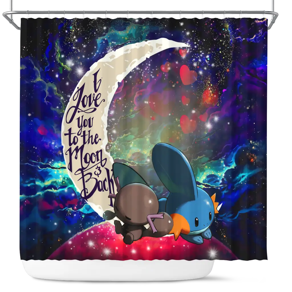 Mudkip Love You To The Moon Galaxy Shower Curtain