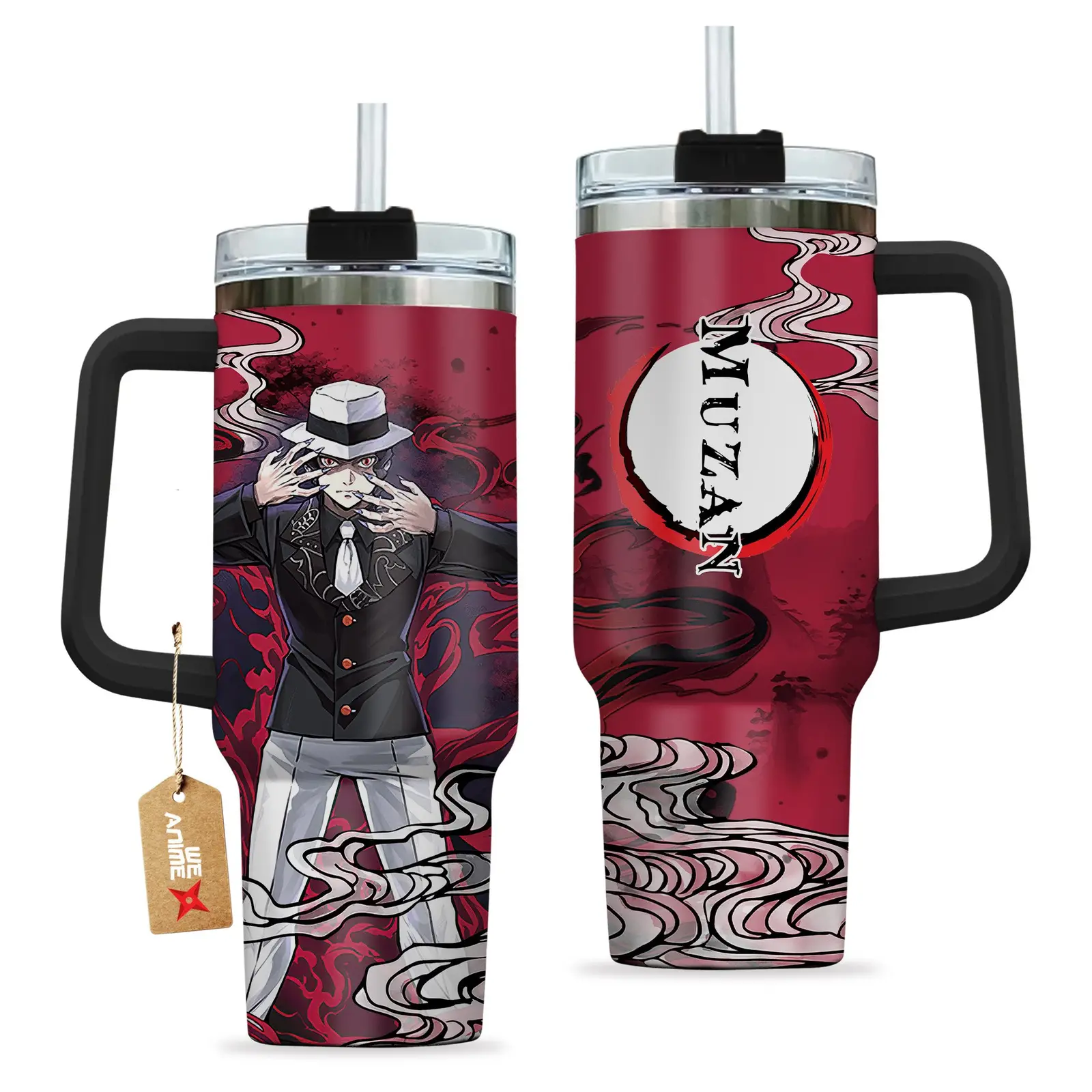 Muzan Kibutsuji Kimestu no Yaiba Demon Slayer  Anime Custom Quencher  40oz Stainless Steel Tumbler With Handle HG