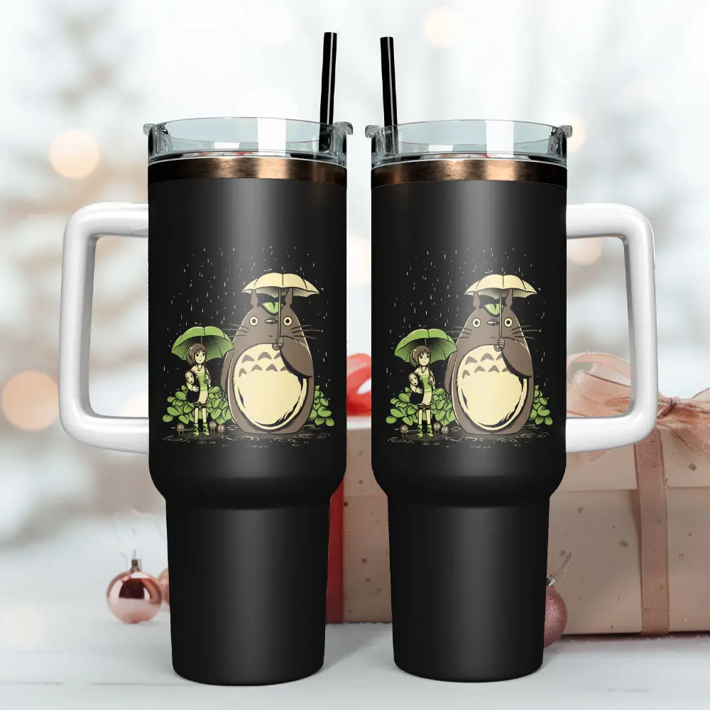 My Neighbor Totoro Anime Custom Quencher  40oz Stainless Steel Tumbler With Handle HG