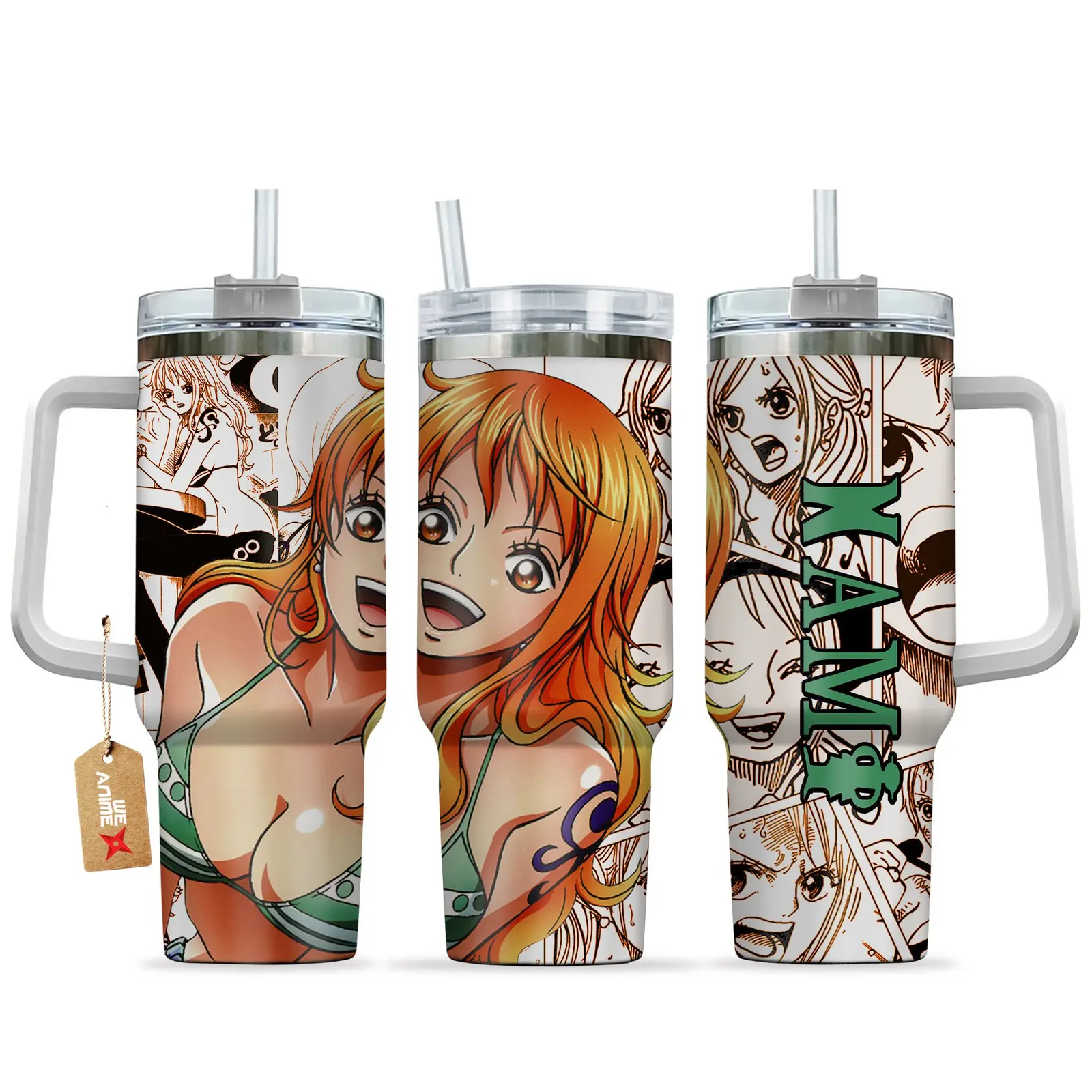 Nami One Piece Anime  Custom Quencher  40oz Stainless Steel Tumbler With Handle HG