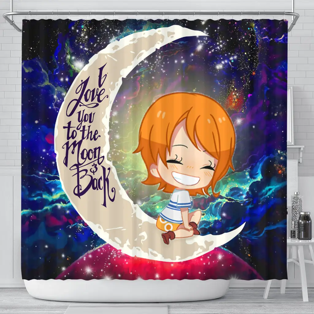 Nami One Piece Love You To The Moon Galaxy Shower Curtain