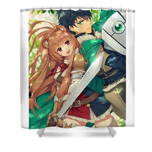 Naofumi And Raphtalia Rising Of The Shield HeroShower Curtain | Anime Shower Curtains