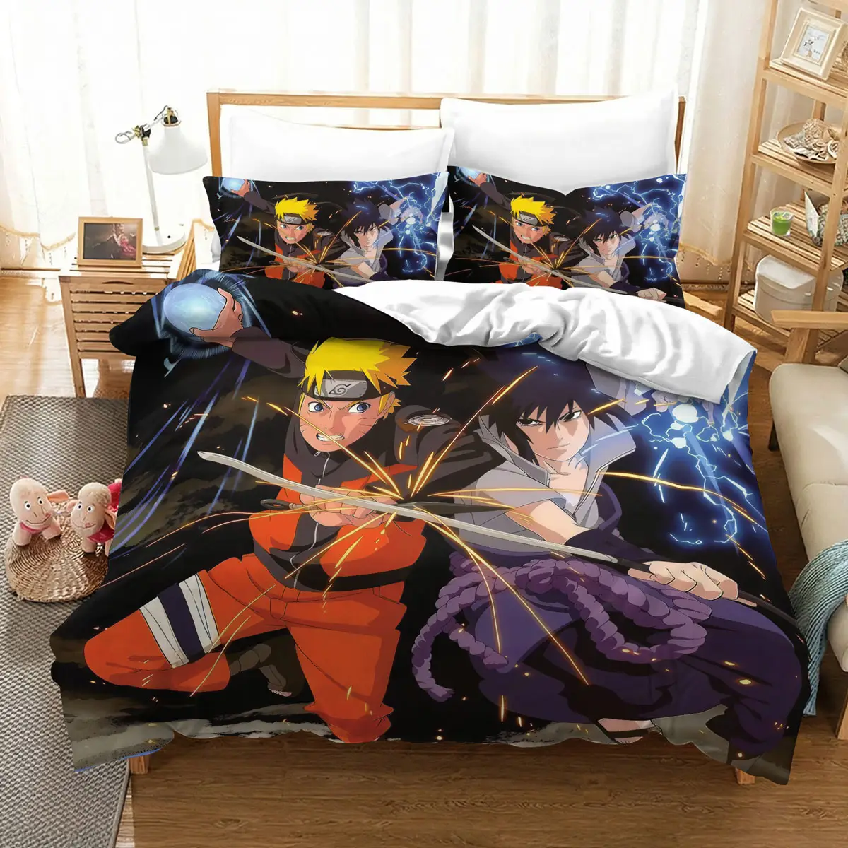 Naruto vs Sasuke Final Battle Lightning Clash Bedding Set