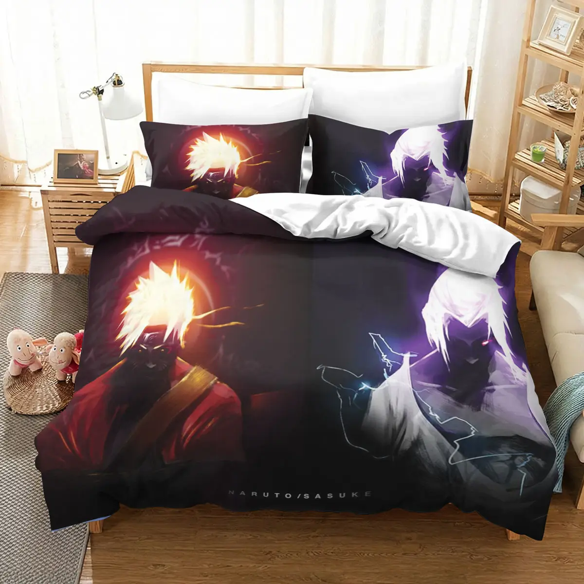 Naruto vs Sasuke Lightning Fire Aura Bedding Set